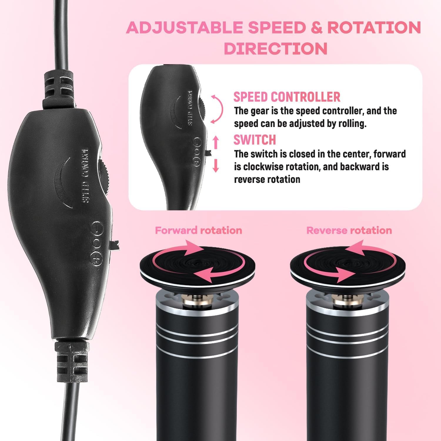 Electric Foot Callus Remover - Professional Aluminum Foot File Adjustable Speed with 60Pcs Sandpaper Disks Summer Pedicure Tool for Dead Skin