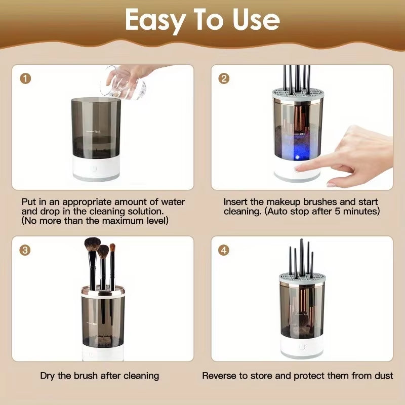 New USB Electric Makeup Brush Cleaner 3 in 1 Makeup Brush Drying Stand Low Temperature Drying Makeup Brush Cleaning Tools