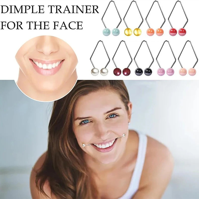 Stainless Steel Dimple Trainer Facial Beauty Tools Pearl Face Muscle Exerciser Cheeks Dimple Maker for Beautiful Smile